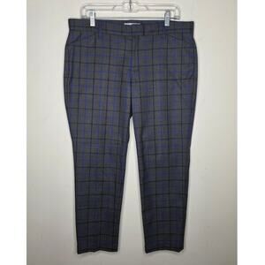 Gap grey blue plaid slim cropped dress pants - 10 stretch